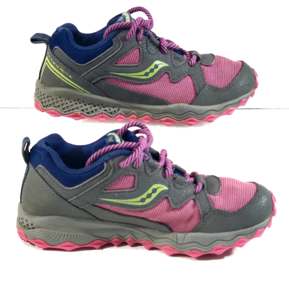 Saucony Peregrine Shield 2 Pink, Grey, Blue & Green Sneakers Shoes Size 1.5 - Picture 5 of 12